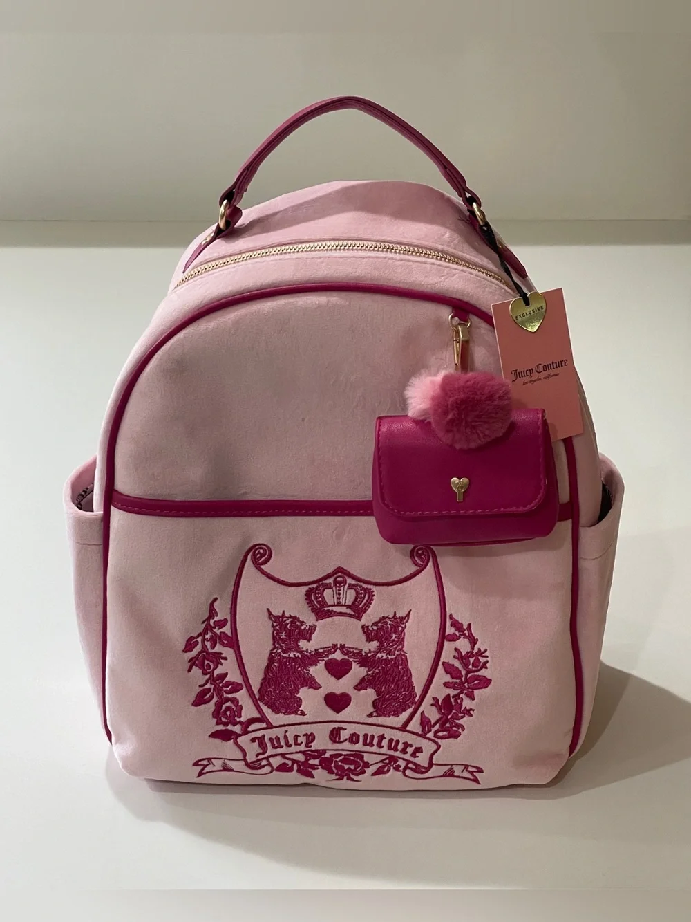 Juicy Couture New Love Chapter Scottie-Themed Flamingo Pink NWT Backpack